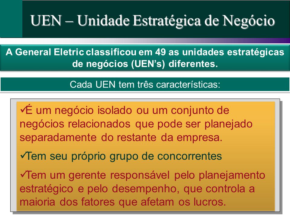 UNIDADES ESTRATEGICAS DE NEGOCIOS UEN unidades estrategicas de negocios uen: