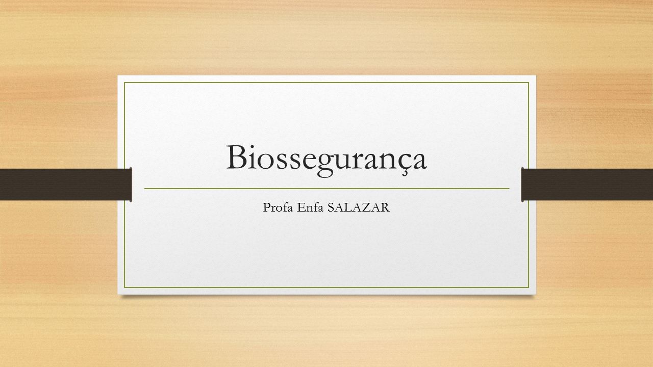 Biosseguran A Profa Enfa Salazar Conceito De Biosseguran A Compreende