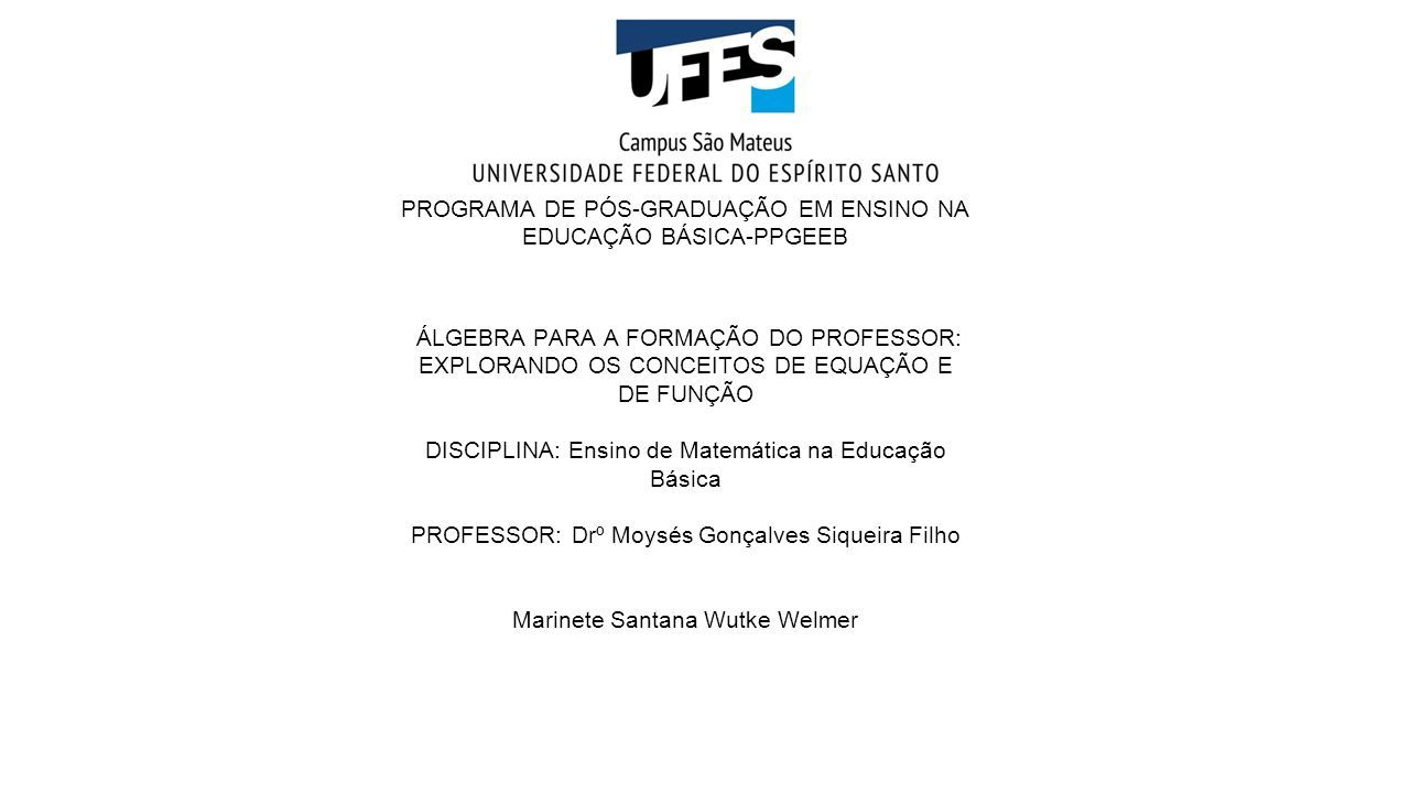 Lgebra Para A Forma O Do Professor Explorando Os Conceitos De