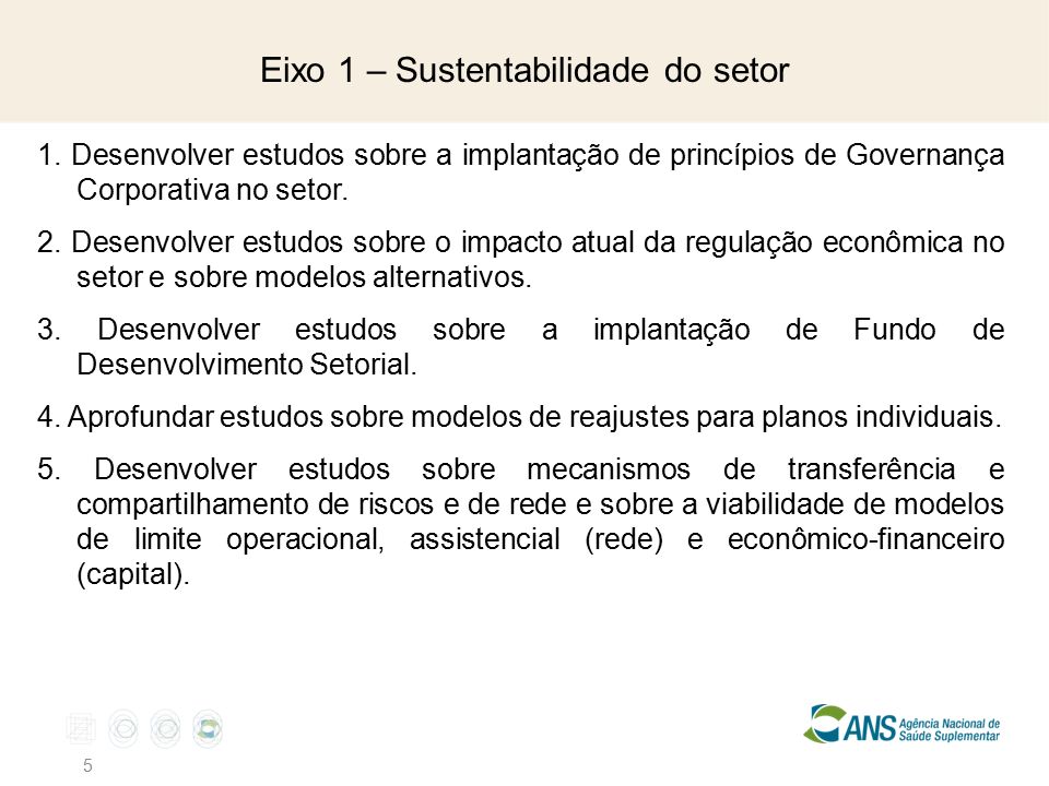 Eixo 1 – Sustentabilidade do setor 5 1.