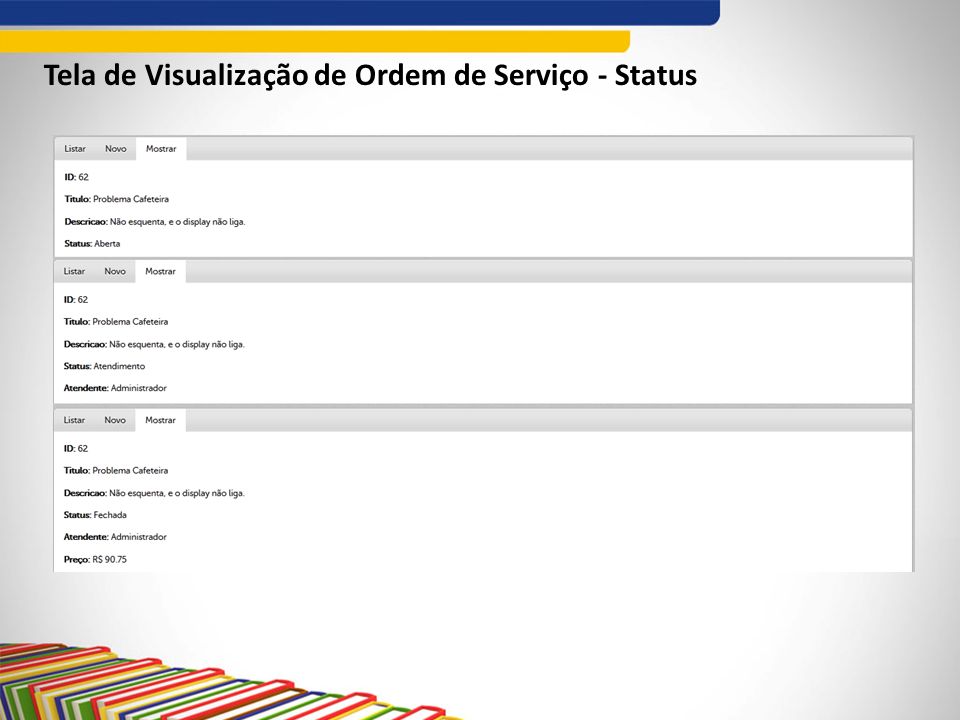 Tela de Visualização de Ordem de Serviço - Status