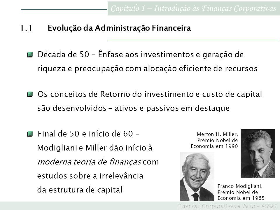 Capítulo 1 Introdução às Finanças Corporativas Slides para aula