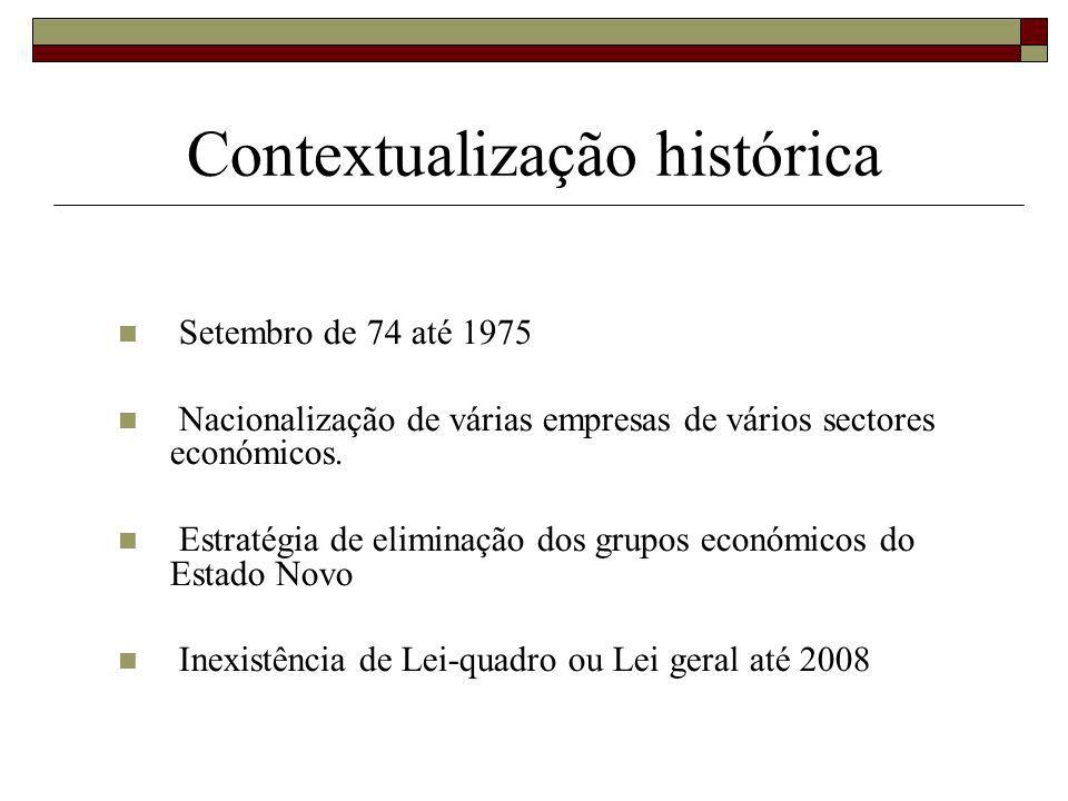 Contextualização histórica Setembro de 74 até 1975 Nacionalização de várias empresas de vários sectores económicos.