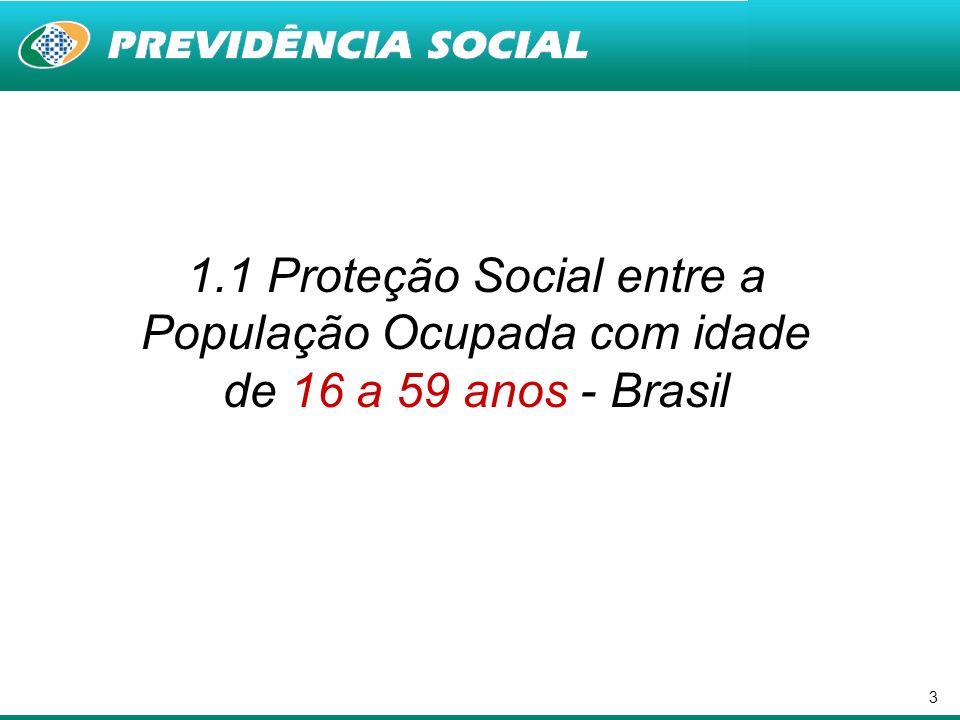 3 1.1 Proteção Social entre a População Ocupada com idade de 16 a 59 anos - Brasil