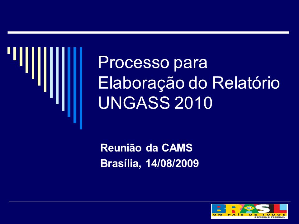 Processo para Elaboração do Relatório UNGASS 2010 Reunião da CAMS Brasília, 14/08/2009
