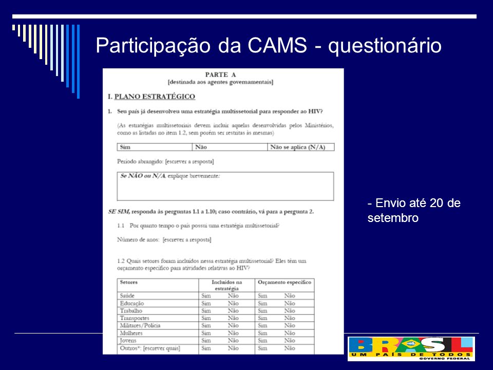 Participação da CAMS - questionário - Envio até 20 de setembro