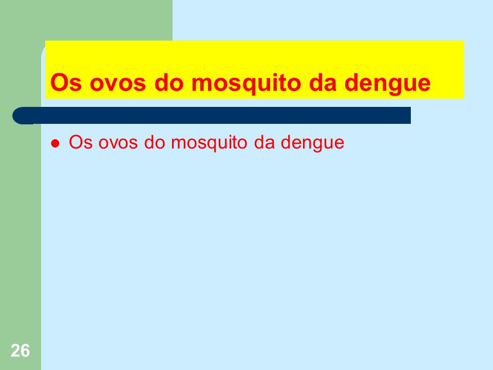 26 Os ovos do mosquito da dengue