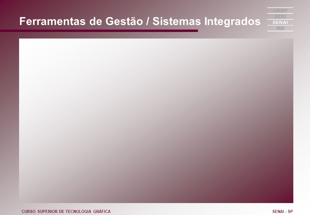 Ferramentas de Gestão / Sistemas Integrados CURSO SUPERIOR DE TECNOLOGIA GRÁFICASENAI - SP