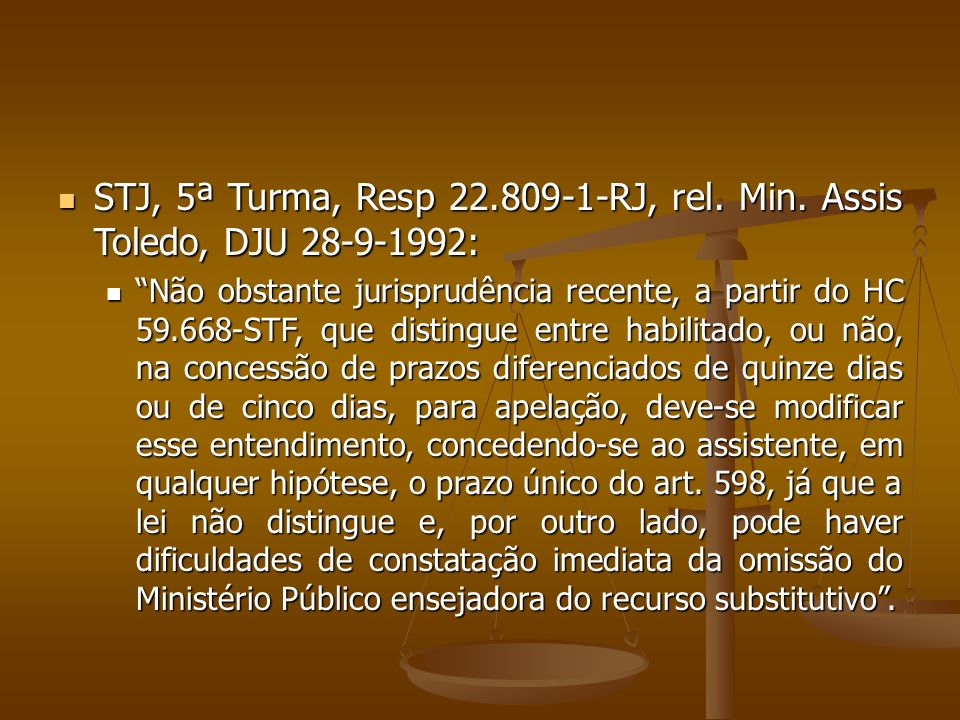 STJ, 5ª Turma, Resp RJ, rel. Min.