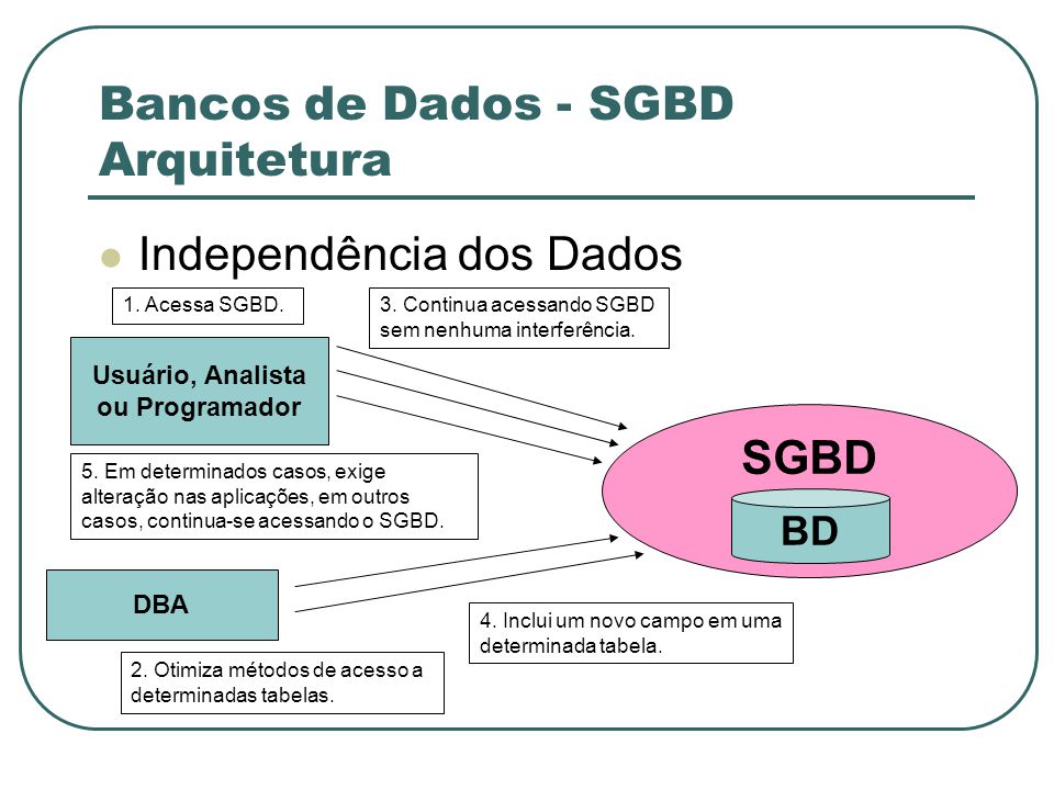 Banco De Dados(BD) E Sistema De Gerenciamento De Banco De Dados(SGBD ...