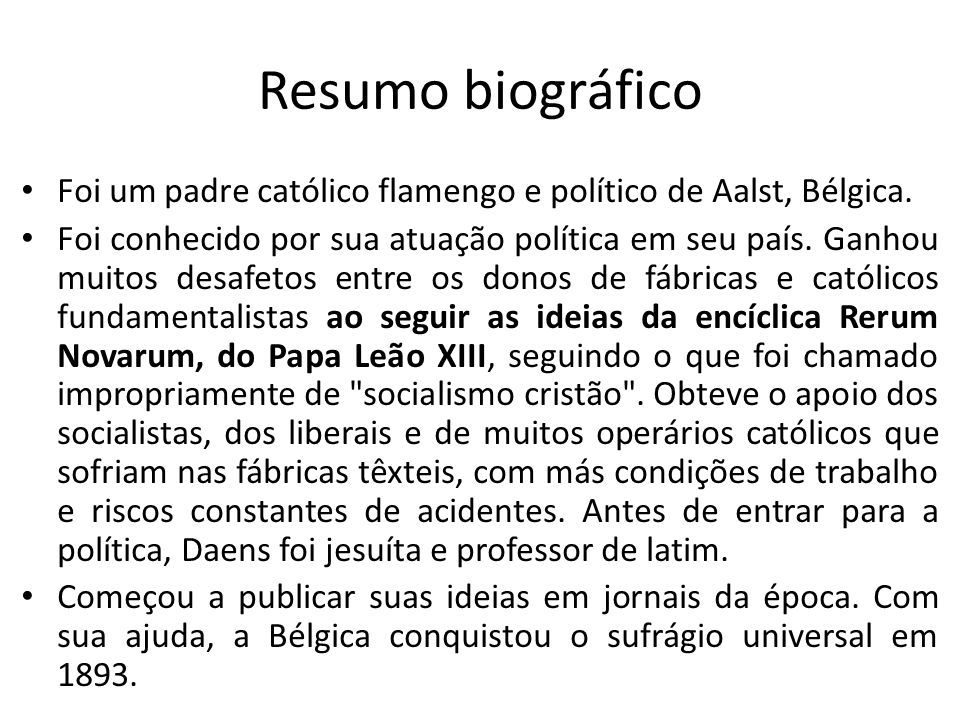 ADOLFO DAENS (1839 —1907). Resumo biográfico Foi um padre católico flamengo  e político de Aalst, Bélgica. Foi conhecido por sua atuação política em  seu. - ppt carregar