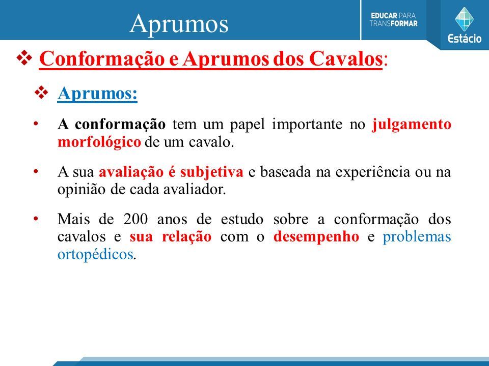 Aprumos O aspecto geral dos membros de sustentação do cavalo. - ppt carregar