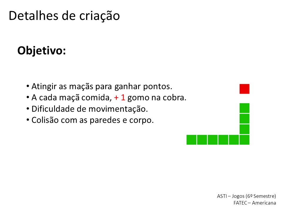 Projeto Snake Game - Colisão da cobrinha com a maçã 