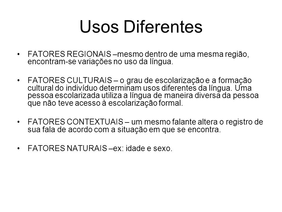 Exemplos de sinais e suas variações segundo fatores regionais, sociais