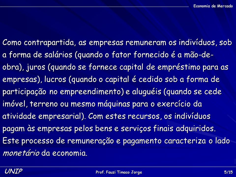 Economia de Mercado UNIP Prof.