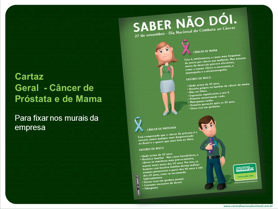 Cartaz Geral - Câncer de Próstata e de Mama Para fixar nos murais da empresa