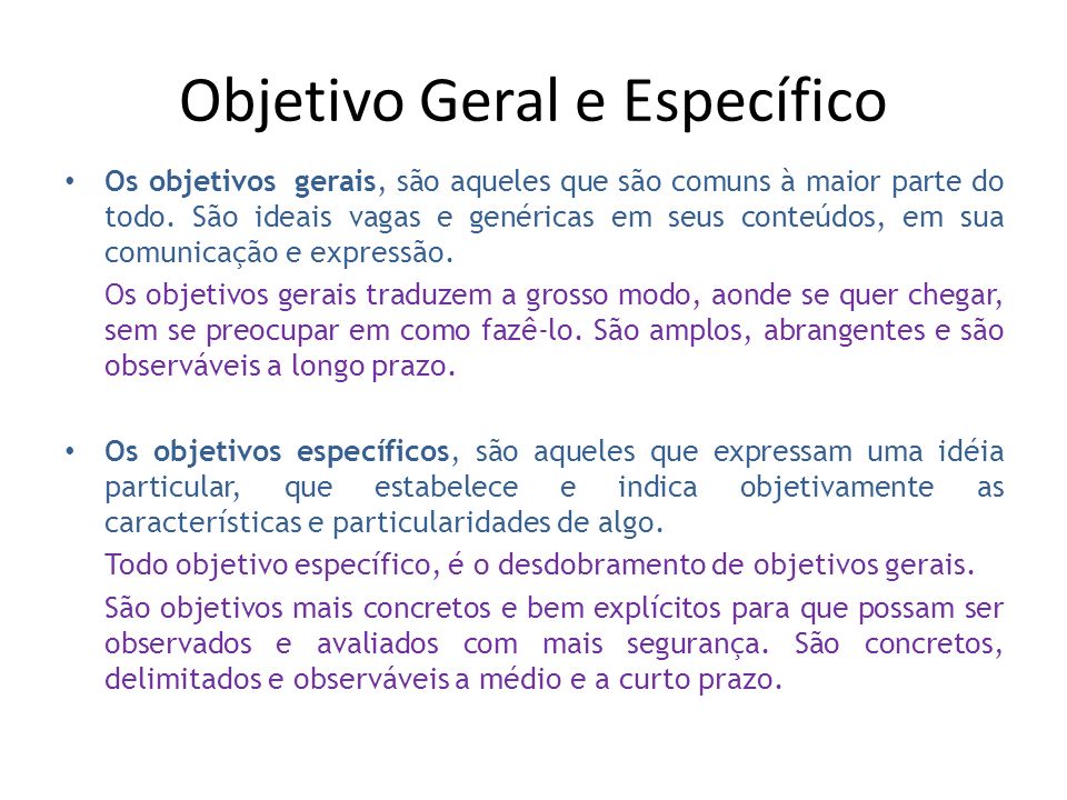 Exemplo De Objetivo Geral E Espec Fico V Rios Exemplos