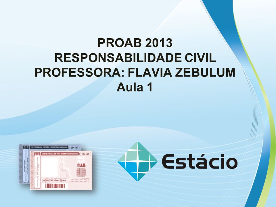 PROAB 2013 RESPONSABILIDADE CIVIL PROFESSORA: FLAVIA ZEBULUM Aula 1