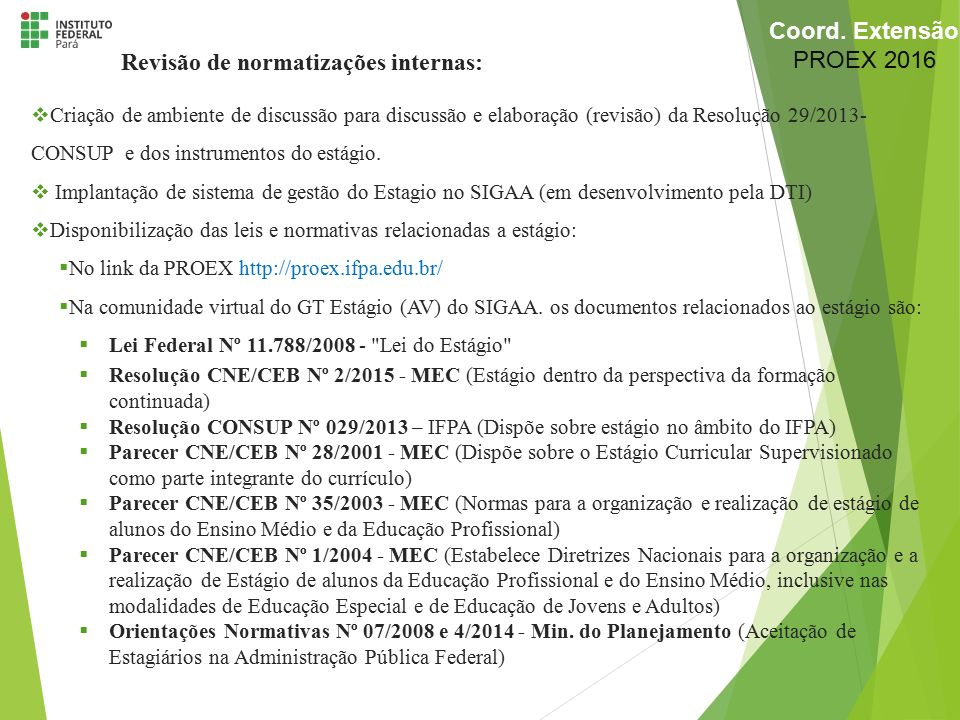  Criação de ambiente de discussão para discussão e elaboração (revisão) da Resolução 29/2013- CONSUP e dos instrumentos do estágio.