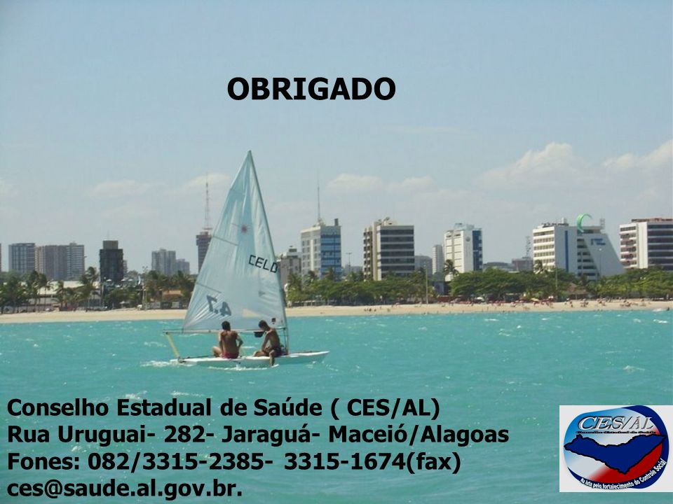 OBRIGADO Conselho Estadual de Saúde ( CES/AL) Rua Uruguai Jaraguá- Maceió/Alagoas Fones: 082/ (fax)