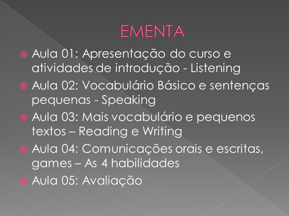 Inglês Básico I, Aula 01 introdução