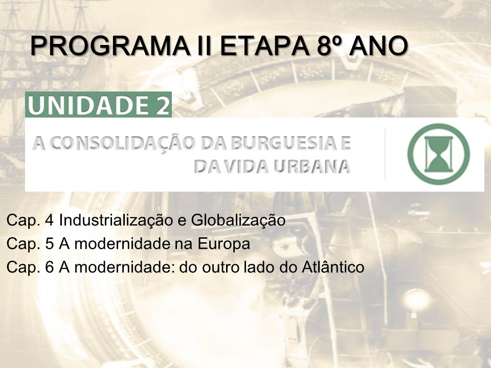 PROGRAMA II ETAPA 8º ANO Cap. 4 Industrialização e Globalização Cap.