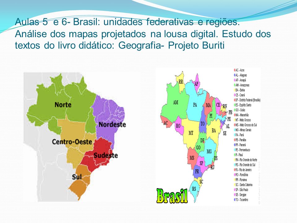 Aulas 5 e 6- Brasil: unidades federativas e regiões.