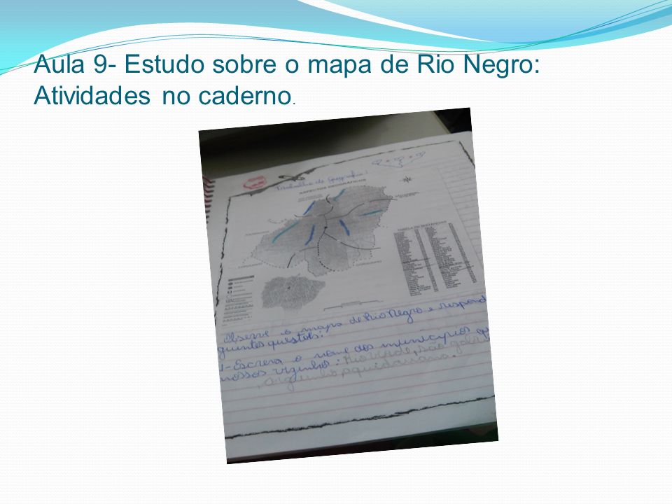 Aula 9- Estudo sobre o mapa de Rio Negro: Atividades no caderno.