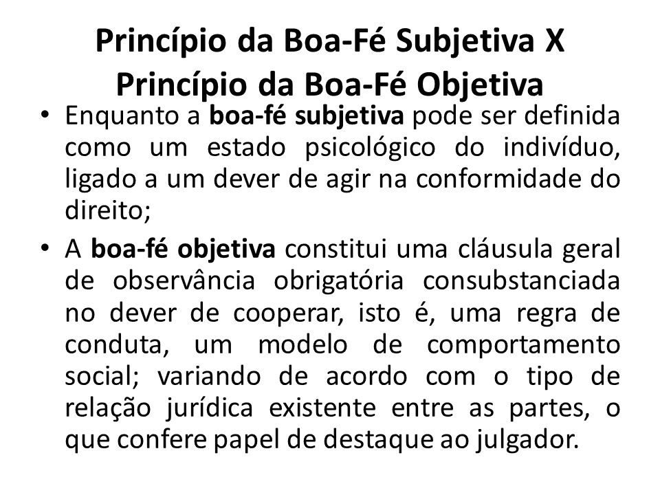 Boafé subjetiva contratual