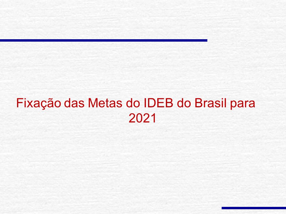Fixação das Metas do IDEB do Brasil para 2021