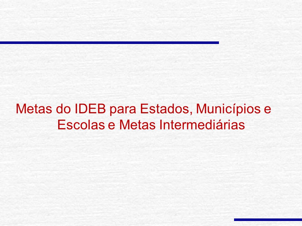 Metas do IDEB para Estados, Municípios e Escolas e Metas Intermediárias