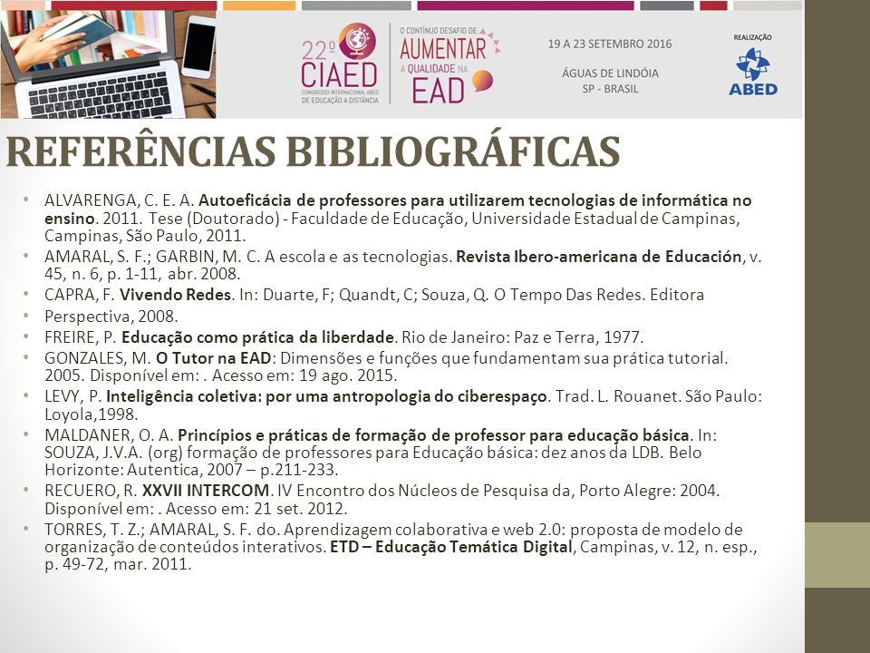 REFERÊNCIAS BIBLIOGRÁFICAS ALVARENGA, C. E. A.