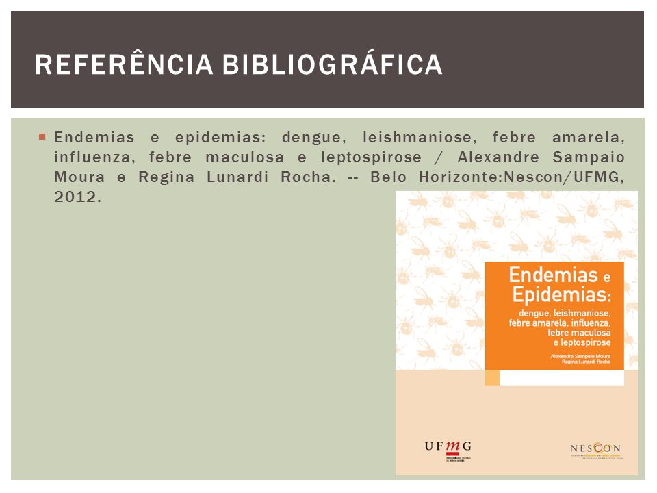  Endemias e epidemias: dengue, leishmaniose, febre amarela, influenza, febre maculosa e leptospirose / Alexandre Sampaio Moura e Regina Lunardi Rocha.