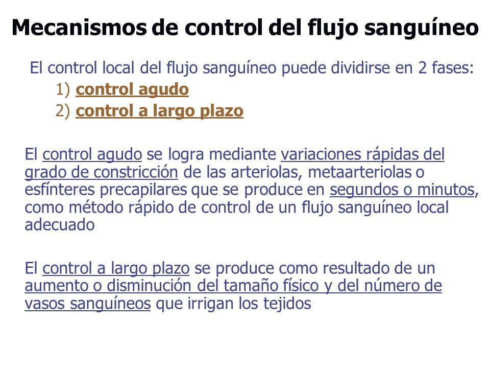 Control agudo del flujo sanguíneo local Control agudo del flujo sanguíneo local