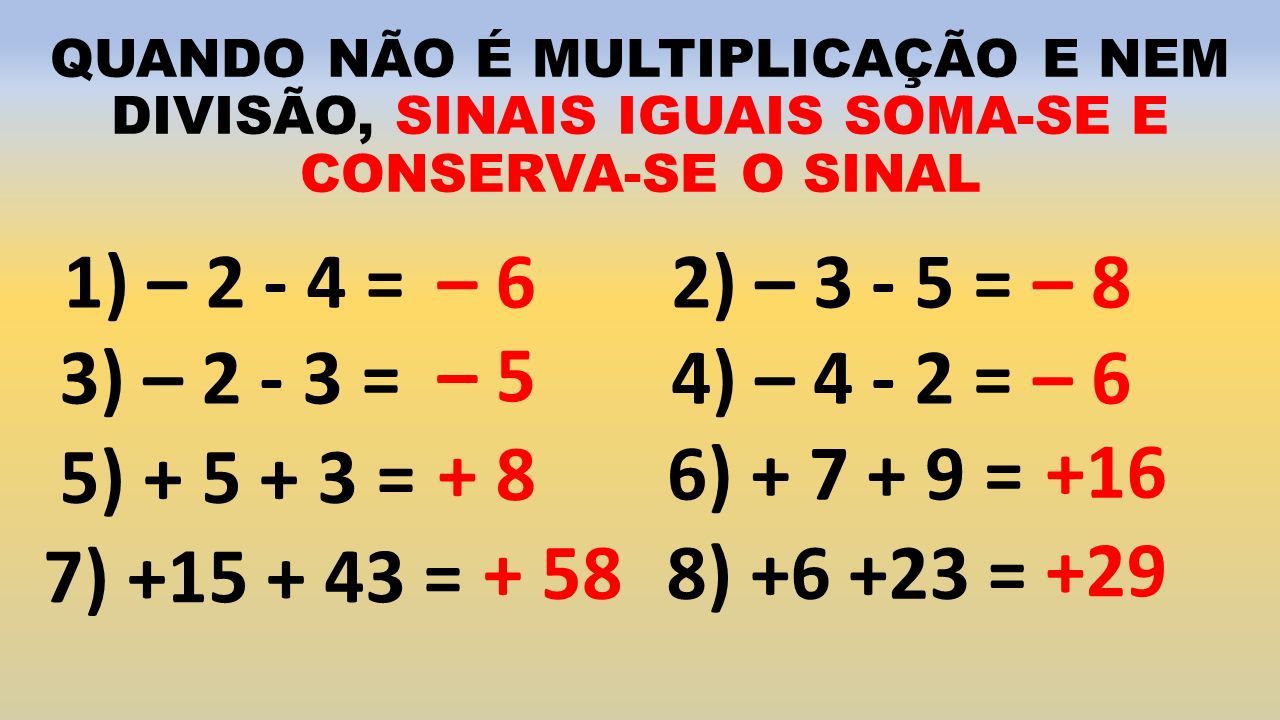 Regras de sinais