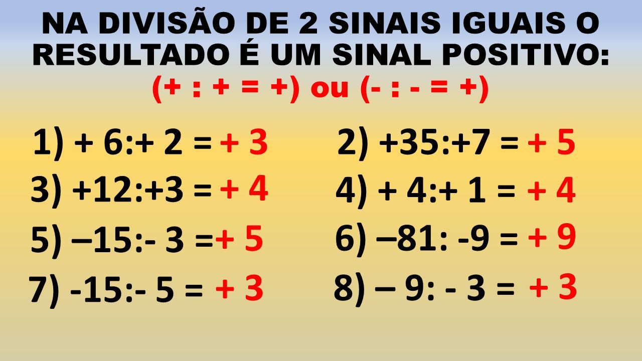 Regra dos Sinais - Jogo do Sinal 