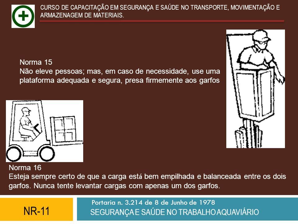 NR-11 SEGURANÇA E SAÚDE NO TRABALHO AQUAVIÁRIO Portaria N De 8 De Junho ...