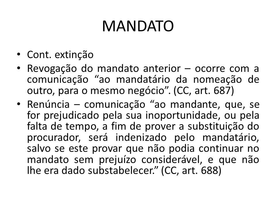 Comunicação de revogação aos mandatários