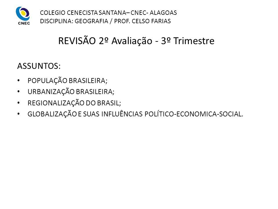 Revisão 2° Ano Col. Santana 